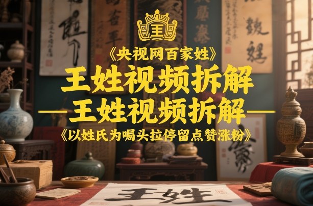 央视网百家姓–王姓视频拆解，以姓氏为噱头拉停留点赞涨粉-沧海聊项目