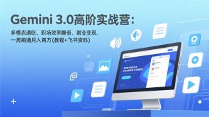 Gemini 3.0高阶实战营：多模态通吃、职场效率翻倍、副业变现，一周跑通月入两万(教程+飞书资料-沧海聊项目