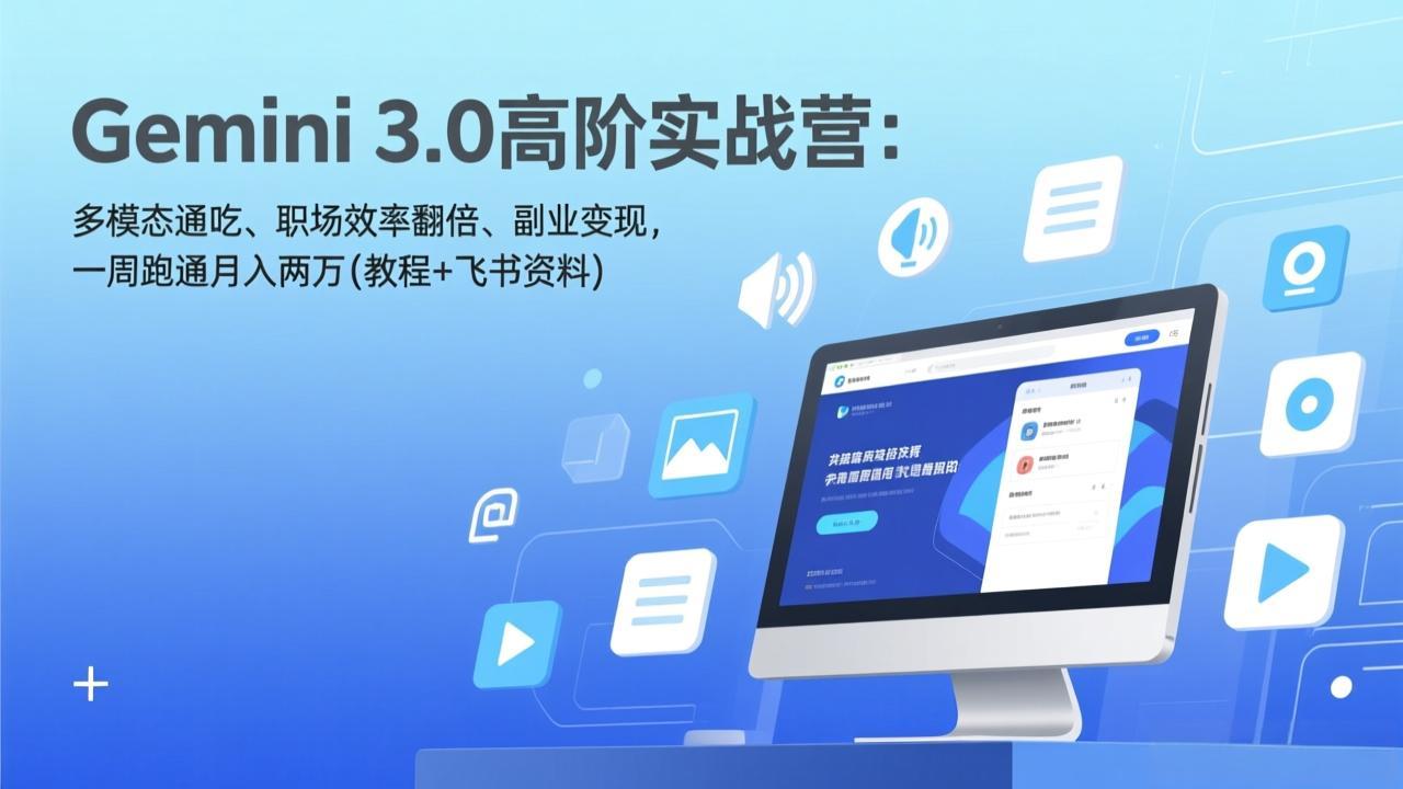 Gemini 3.0高阶实战营：多模态通吃、职场效率翻倍、副业变现，一周跑通月入两万(教程+飞书资料-沧海聊项目