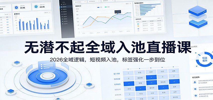 无潜不起全域入池直播课：2026全域逻辑，短视频入池，标签强化一步到位-沧海聊项目