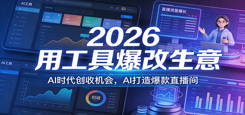2026用工具爆改生意，AI时代创收机会，AI打造爆款直播间-沧海聊项目