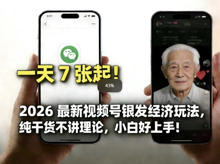 2026最新视频号银发经济玩法，轻松每天7张起，小白也可做-沧海聊项目