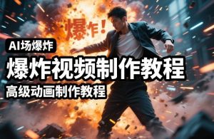 AI场景爆炸视频制作教程，利用人物实拍视频制作出高级的动画特效-沧海聊项目