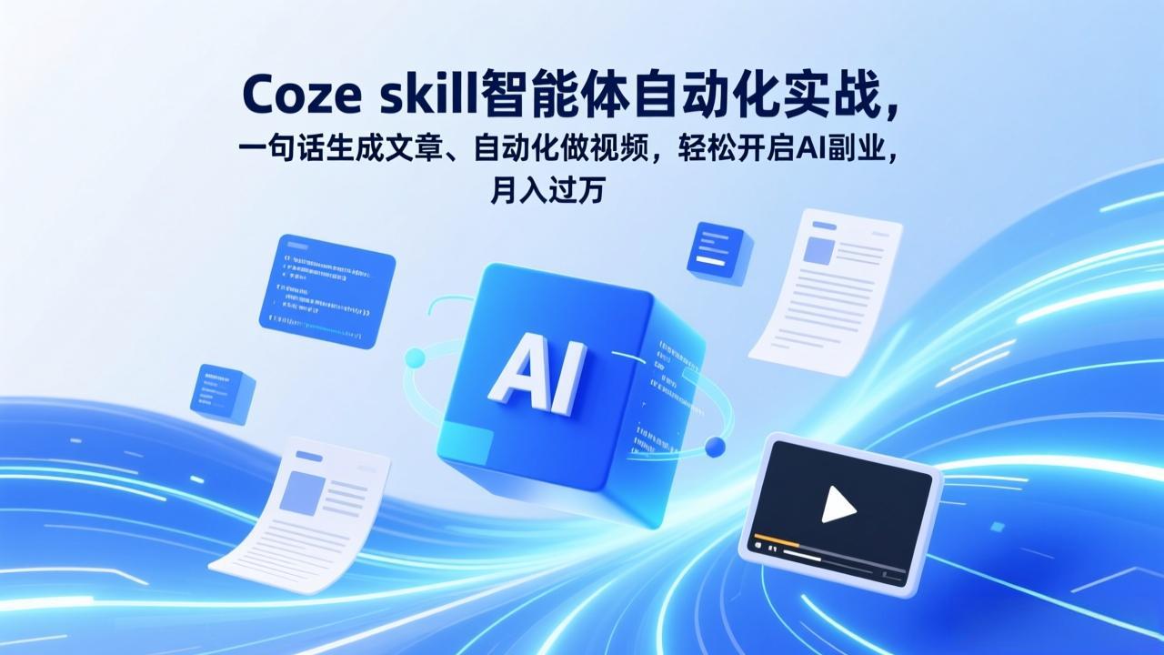 Coze skill智能体自动化实战，一句话生成文章、自动化做视频，轻松开启AI副业，月入过万-沧海聊项目