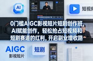 0门槛AIGC影视短片短剧创作班，AI赋能创作，轻松抢占短视频和短剧赛道的红利，开启副业增收路-沧海聊项目