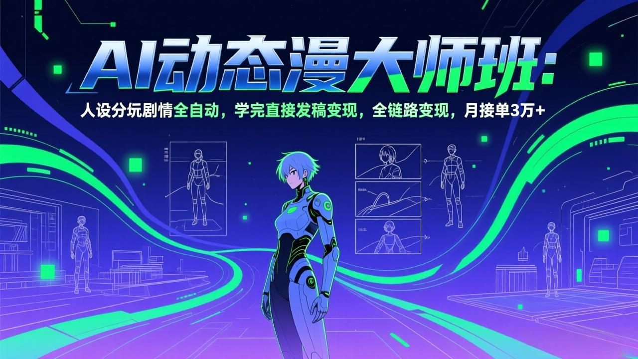 AI动态漫剧大师班：人设分镜剧情全自动，学完直接发稿变现，全链路变现，月接单3万+-沧海聊项目