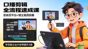 口播剪辑全流程速成课，剪映双平台+博主案例拆解，学完独立出片效率提升3倍-沧海聊项目