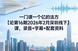 一门课一个亿的法方‬论第16期2026年2月深圳线下课，录音+字幕+配套资料-沧海聊项目