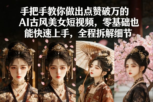 手把手教你做出点赞破万的AI古风美女短视频，零基础也能快速上手，全程拆解细节-沧海聊项目