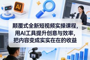 颠覆式全新短视频实操课程，用AI工具提升创意与效率，把内容变成实实在在的收益-沧海聊项目