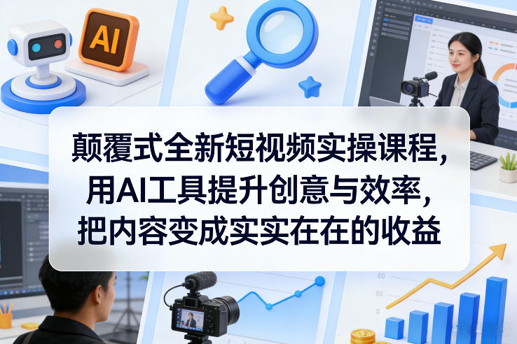 颠覆式全新短视频实操课程，用AI工具提升创意与效率，把内容变成实实在在的收益-沧海聊项目