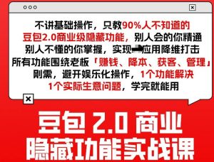 豆包2.0商业隐藏功能实战课2026，1个功能解决1个实际生意问题，学完就能用-沧海聊项目
