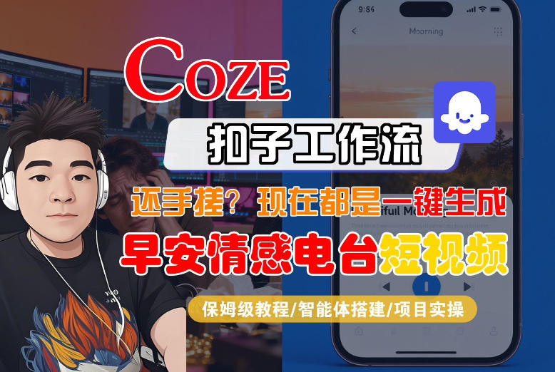 【Coze工作流搭建实操教程】【coze】早安情感电台日签视频还在手动做？用扣子工作流自动生成，省时90%-沧海聊项目