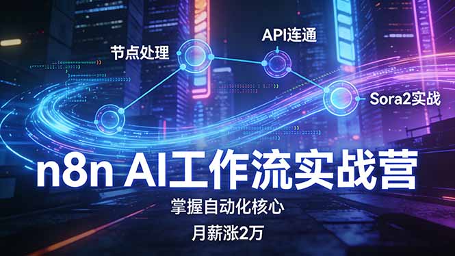 n8n AI工作流实战营，节点处理+API连通+Sora2实战，掌握自动化核心月薪涨2万-沧海聊项目
