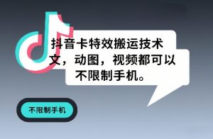 抖音卡特效搬运技术，图文，动图，视频都可以，不限制手机-沧海聊项目