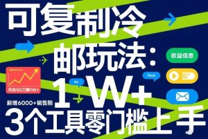 可复制冷邮件玩法：月投50刀賺1W+，新增6000+销售额，3个工具零门槛上手-沧海聊项目