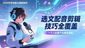 2026字字动画AI漫剧制作-1期，选文配音剪辑技巧全覆盖，一个人就能批量产出爆款漫剧-沧海聊项目