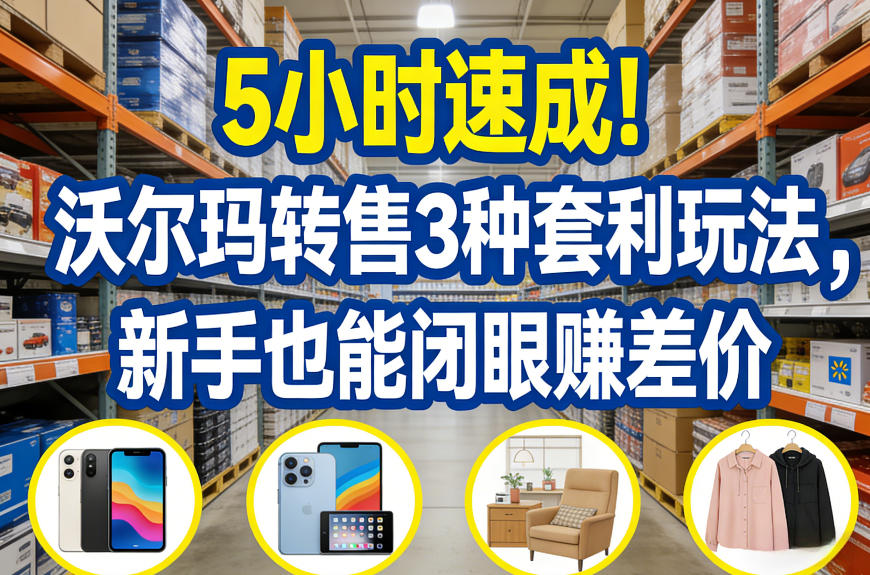 5小时速成！沃尔玛转售3种套利玩法，新手也能闭眼賺差价-沧海聊项目
