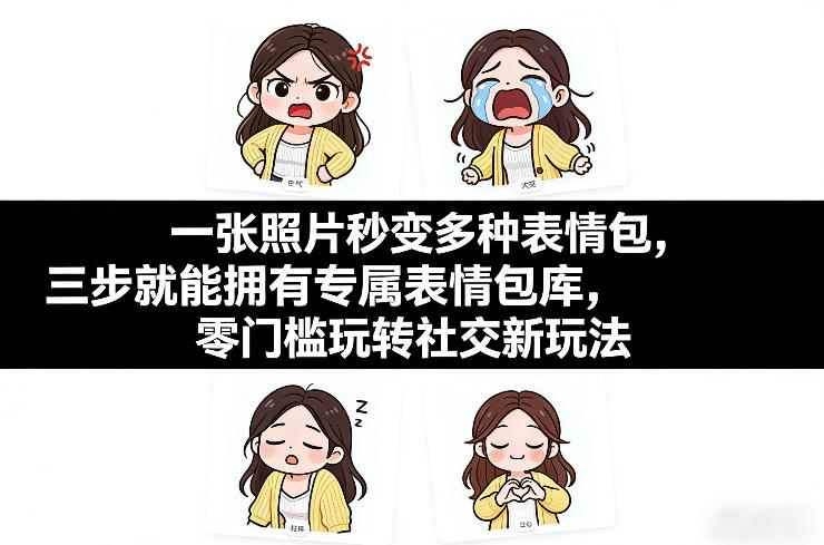 一张照片秒变多种表情包，三步就能拥有专属表情包库，零门槛玩转社交新玩法【文档】-沧海聊项目