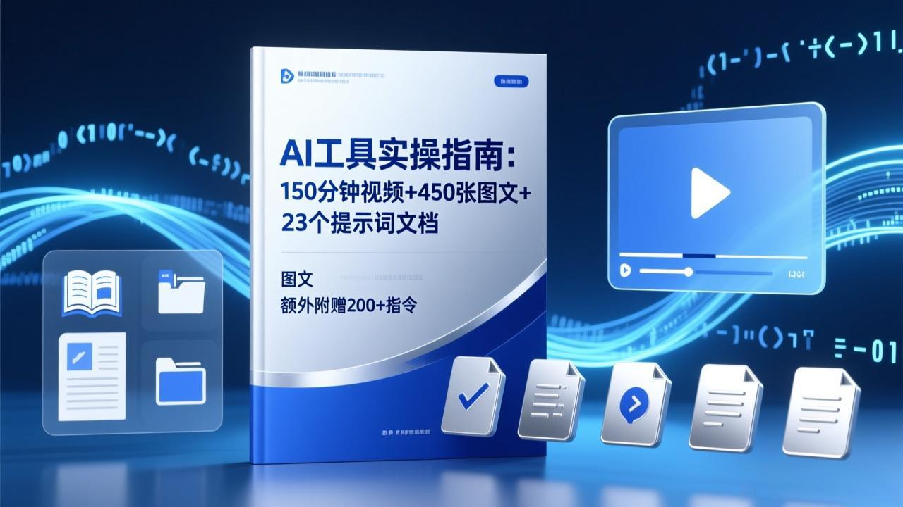 AI工具实操指南：150分钟视频+450张图文+23个提示词文档，额外附赠200+指令-沧海聊项目
