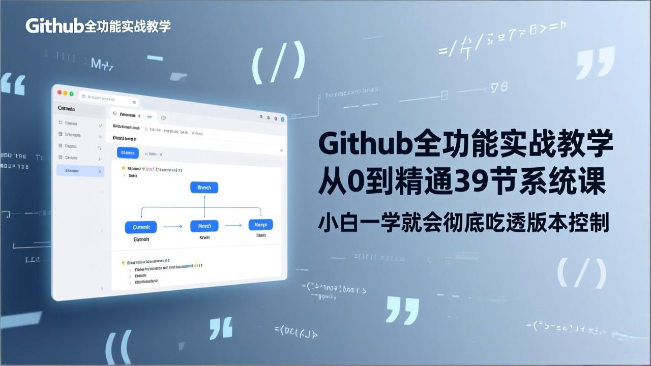 GitHub-全功能实战教学，从0到精通39节系统课，小白一学就会彻底吃透版本控制-沧海聊项目