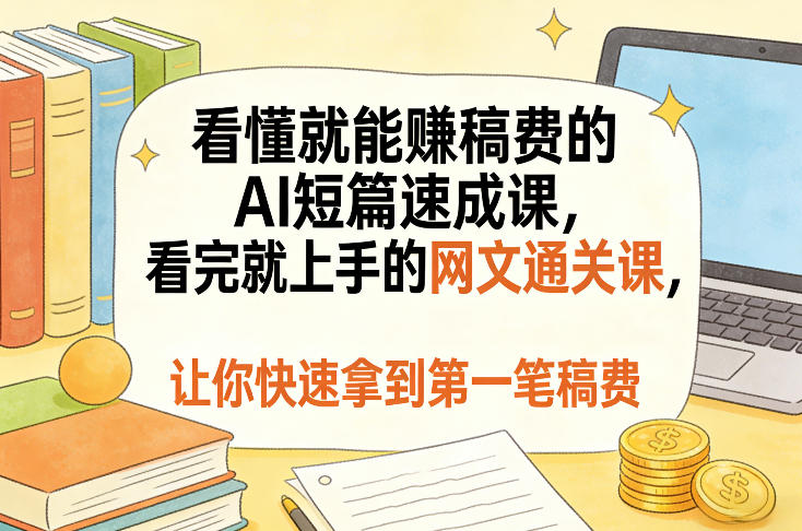 看懂就能賺稿费的AI短篇速成课，看完就上手的网文通关课，让你快速拿到第一笔稿费-沧海聊项目