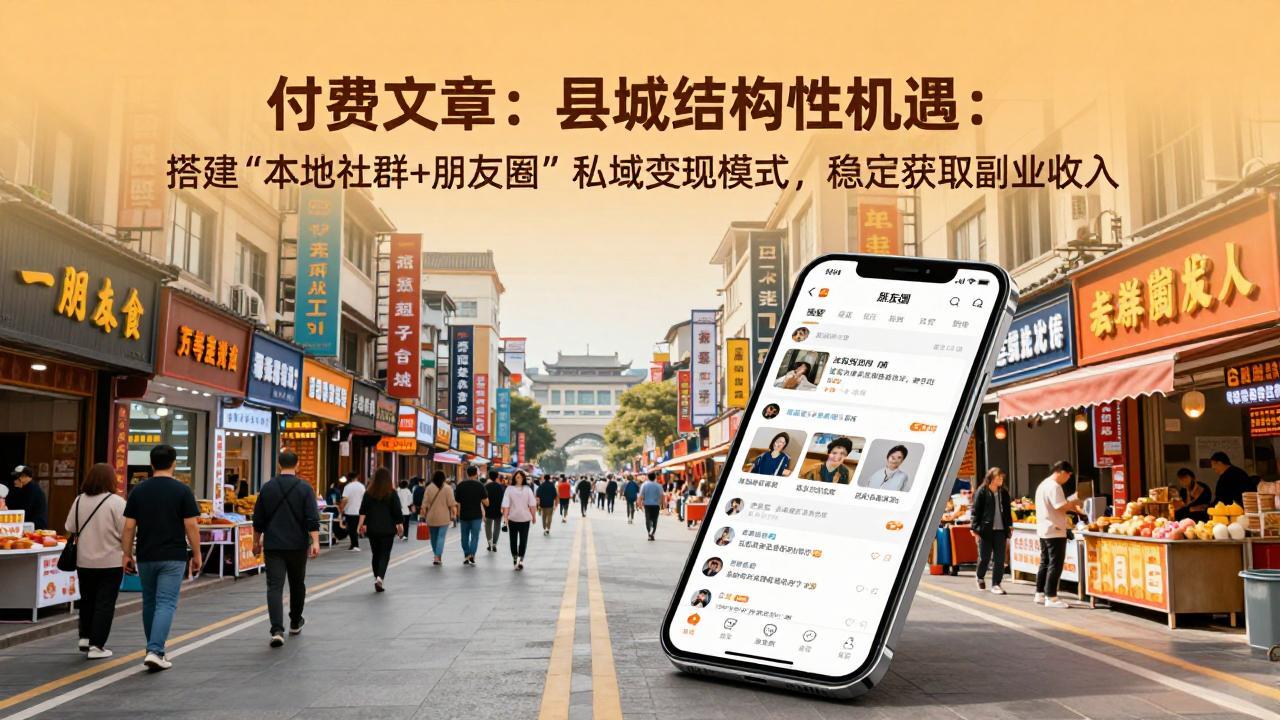 付费文章：县城结构性机遇：搭建“本地社群+朋友圈”私域变现模式，稳定获取副业收入-沧海聊项目