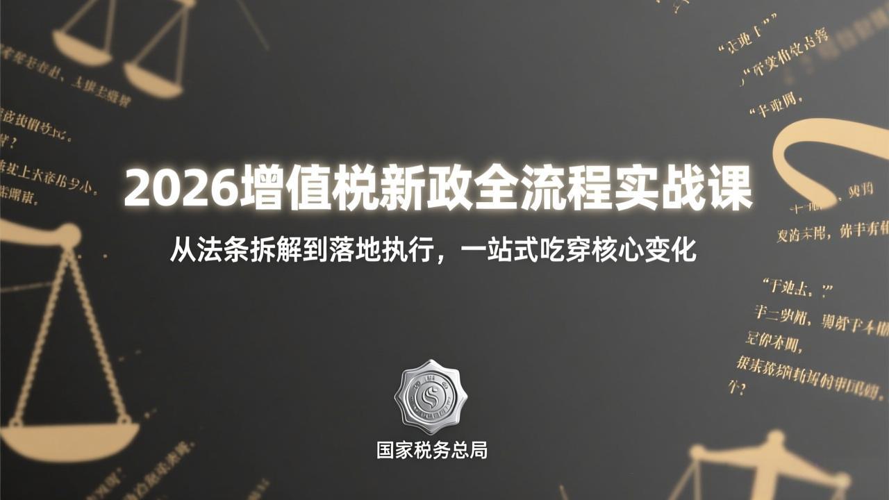 2026增值税新政全流程实战课：从法条拆解到落地执行，一站式吃透核心变化-沧海聊项目