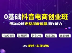 某电商学院0基础抖音电商创业班，带你构建完整抖音运营操作能力-沧海聊项目