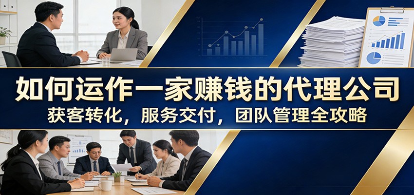 如何运作一家赚钱的代理公司：获客转化，服务交付，团队管理全攻略-沧海聊项目
