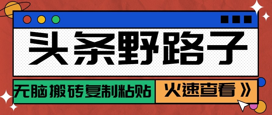 头条单账号日收益300+野路子玩法赛道，无脑搬砖复制粘贴，保姆级教程-沧海聊项目