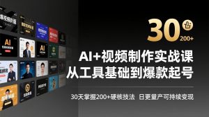 AI+视频制作实战班-3月更新：从工具基础到爆款起号，30天掌握200+硬核技法，日更量产可持续变现-沧海聊项目