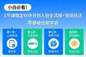 小白必看！1节课搞定伙伴计划入驻全流程+变现玩法，零基础也能学会-沧海聊项目