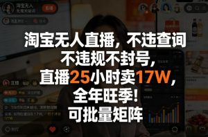 淘宝无人直播，不违规不封号，直播25小时卖17W，全年旺季！可批量矩阵【揭秘】-沧海聊项目