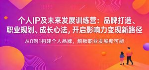 个人IP及未来发展训练营：品牌打造、职业规划、成长心法，开启影响力变现新路径-沧海聊项目