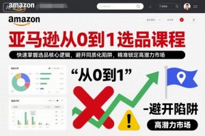 亚马逊从0到1选品课程，快速掌握选品核心逻辑，避开同质化陷阱，精准锁定高潜力市场(更新)-沧海聊项目