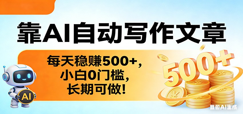 靠AI自动写作文章，每天稳赚500+，小白0门槛，长期可做！-沧海聊项目