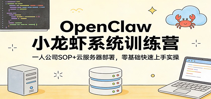 OpenClaw小龙虾系统训练营：一人公司SOP，云服务器部署，零基础快速上手实操-沧海聊项目