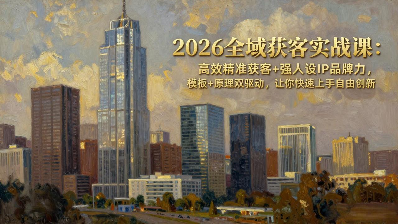 2026全域获客实战课：高效精准获客+强人设IP品牌力，模板+原理双驱动，让你快速上手自由创新-沧海聊项目