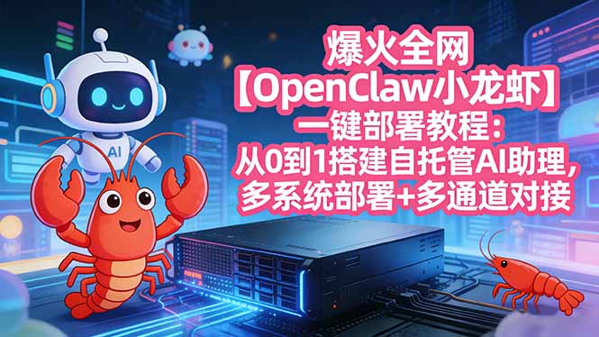 爆火全网【OpenClaw 小龙虾】一键部署教程：从0到1搭建自托管AI助理，多系统部署+多通道对接-沧海聊项目