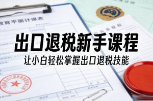 出口退税新手课程，让小白轻松掌握出口退税技能-沧海聊项目