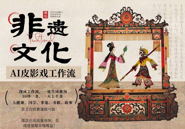 AI一键生成民俗文化非遗皮影戏视频，一刀不剪无需剪辑，30S一条，一天上百条，流量财富嘎嘎猛-沧海聊项目