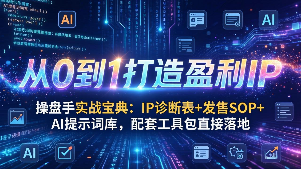 操盘手实战宝典：IP诊断表+发售SOP+AI提示词库，配套工具包直接落地，从0到1打造盈利IP-沧海聊项目