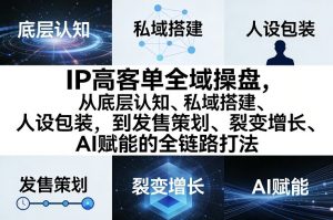 IP高客单全域操盘，从底层认知、私域搭建、人设包装，到发售策划、裂变增长、AI赋能的全链路打法-沧海聊项目