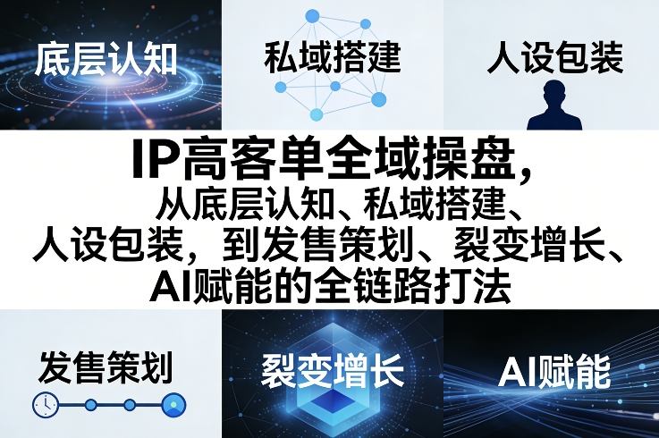 IP高客单全域操盘，从底层认知、私域搭建、人设包装，到发售策划、裂变增长、AI赋能的全链路打法-沧海聊项目