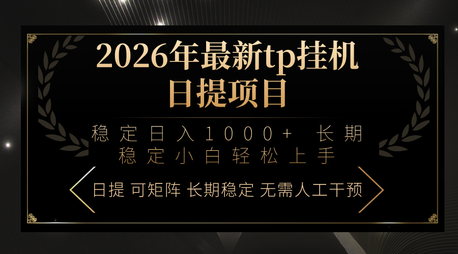 2026年最新tp挂机日提项目：稳定日入1000+小白轻松上手-沧海聊项目