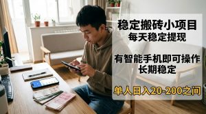 稳定搬砖小项目，每天稳定提现，有智能手机即可操作-沧海聊项目