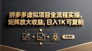 拼多多虚拟项目全流程实操，矩阵放大收益，日入 1K 可复制-沧海聊项目