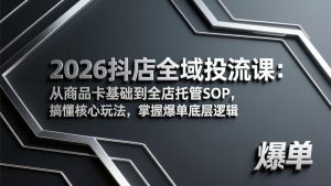 2026抖店全域投流课：从商品卡基础到全店托管SOP，搞懂核心玩法，掌握爆单底层逻辑-沧海聊项目