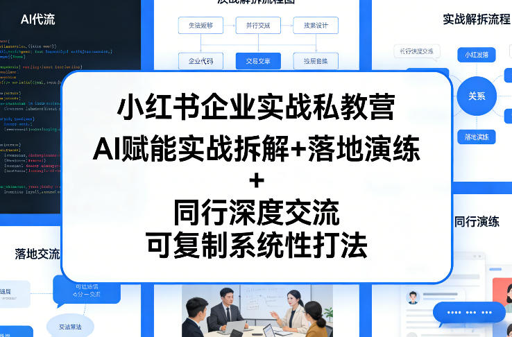小红书企业实战私教营，AI赋能实战拆解+落地演练+同行深度交流，可复制系统性打法-沧海聊项目